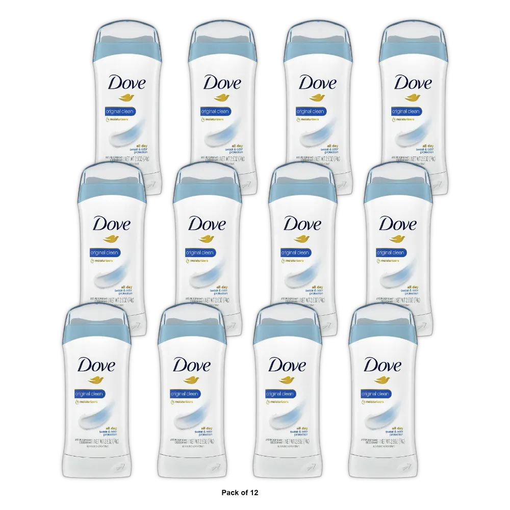 Dove Antiperspirant And Deodorant Invisible Solid Original Clean 2.6Oz (Pack of 12)