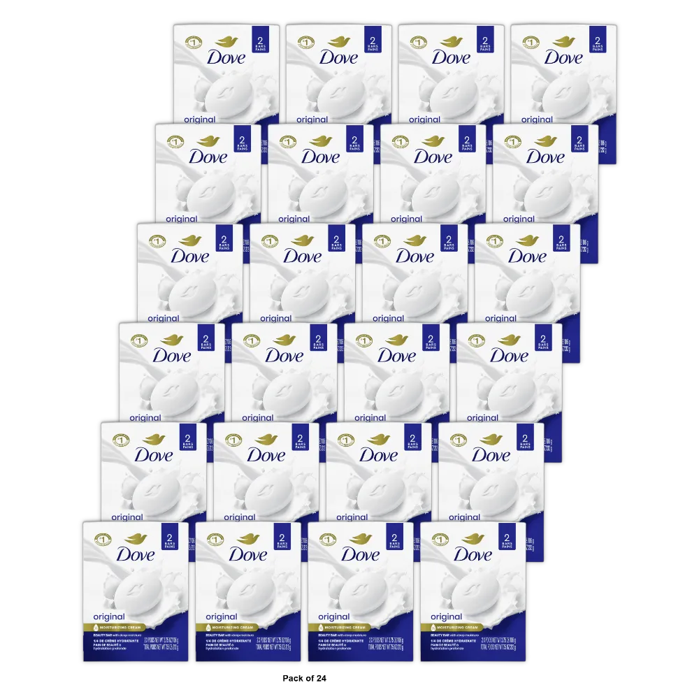 Dove Beauty Bar Soap For Deep Moisture White 2 Ea 3.75Oz (Pack of 24)