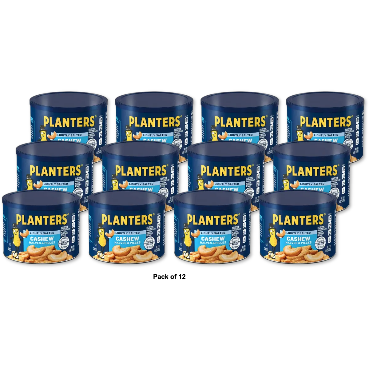 Planters Lightly Salted Cashews Halves and Pieces 8Oz (Pack of 12)
