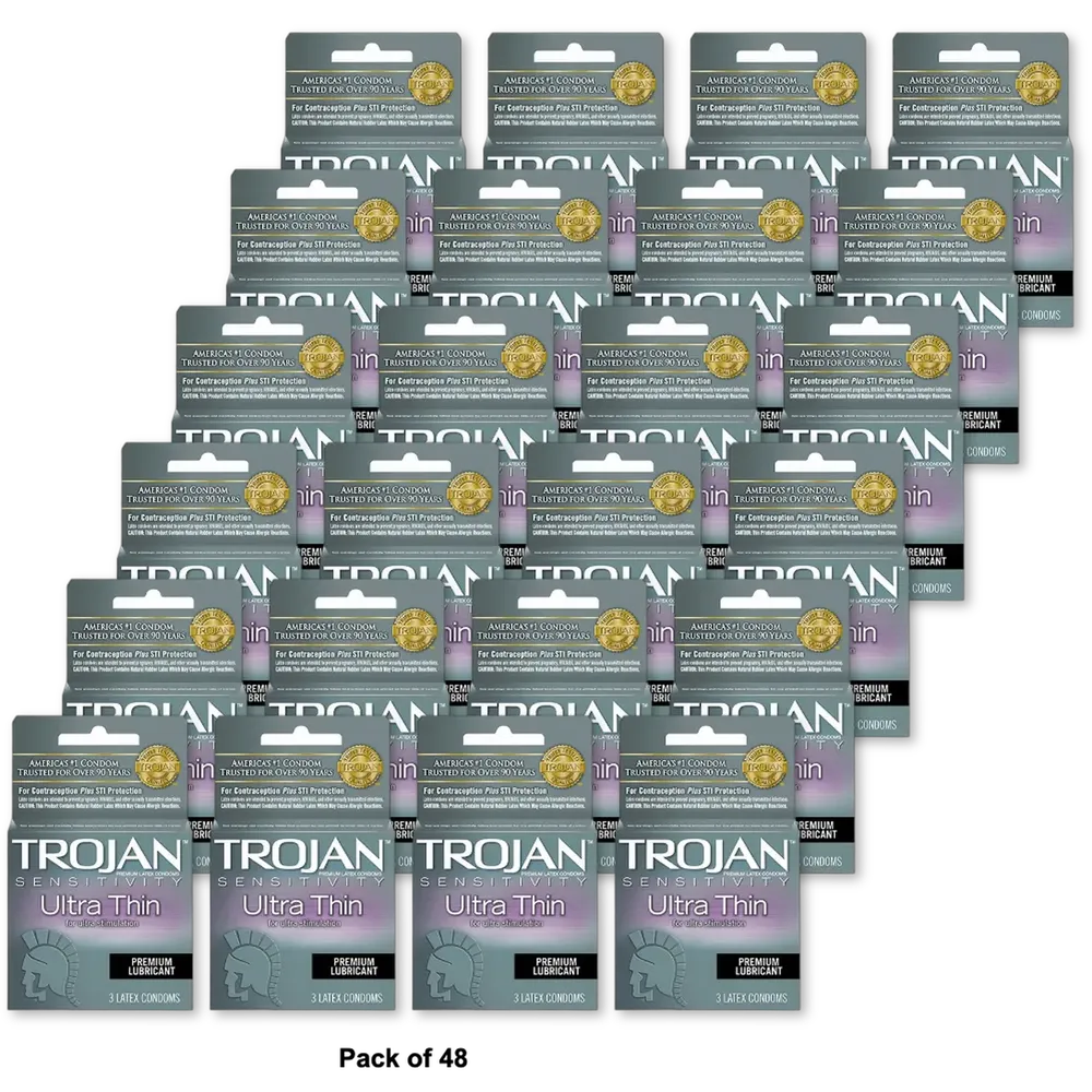 Trojan Sensitivity Premium Lubricant Condoms For Ultra Stimulation 5Oz (Pack of 48)