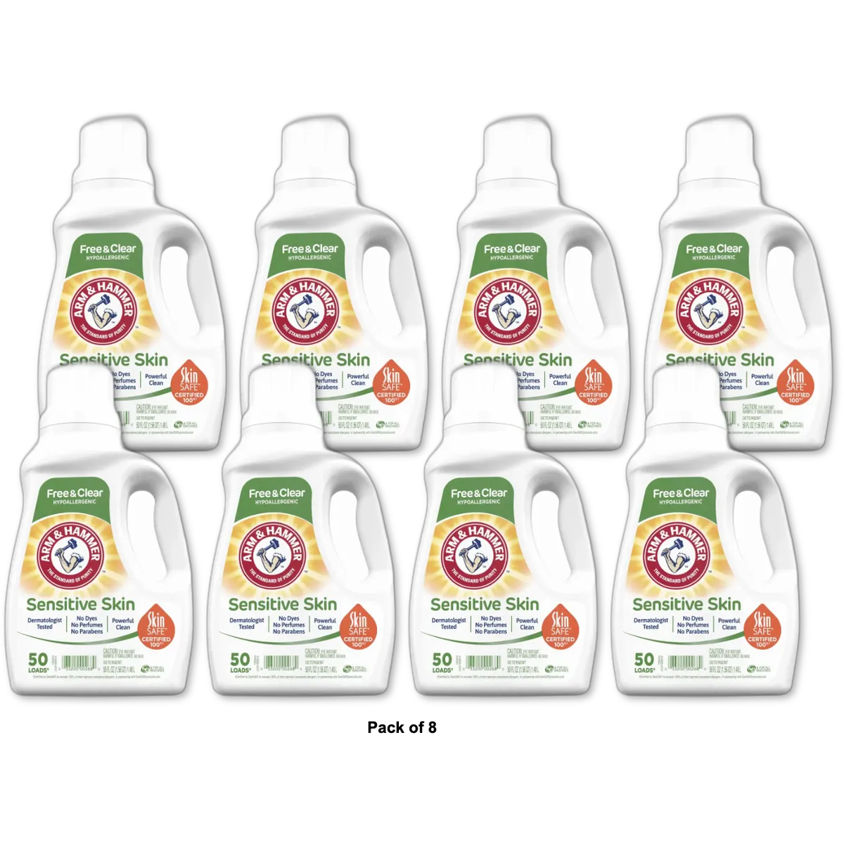 Arm & Hammer Sensitive Skin Free & Clear Liquid Laundry Detergent 50 oz (Pack of 8)