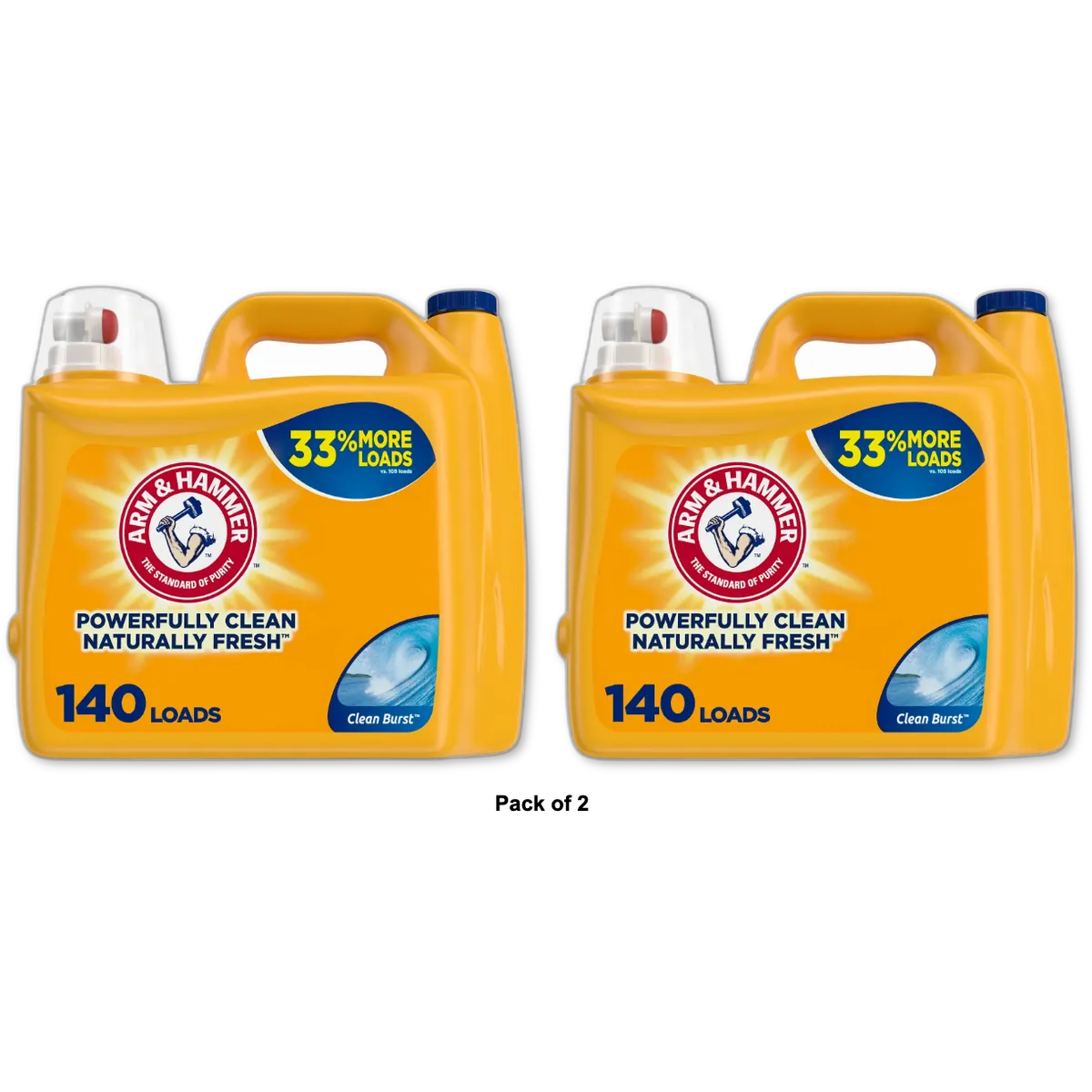 Arm & Hammer Clean Burst 140 Loads Liquid Laundry Detergent 140 Fl oz (Pack of 2)