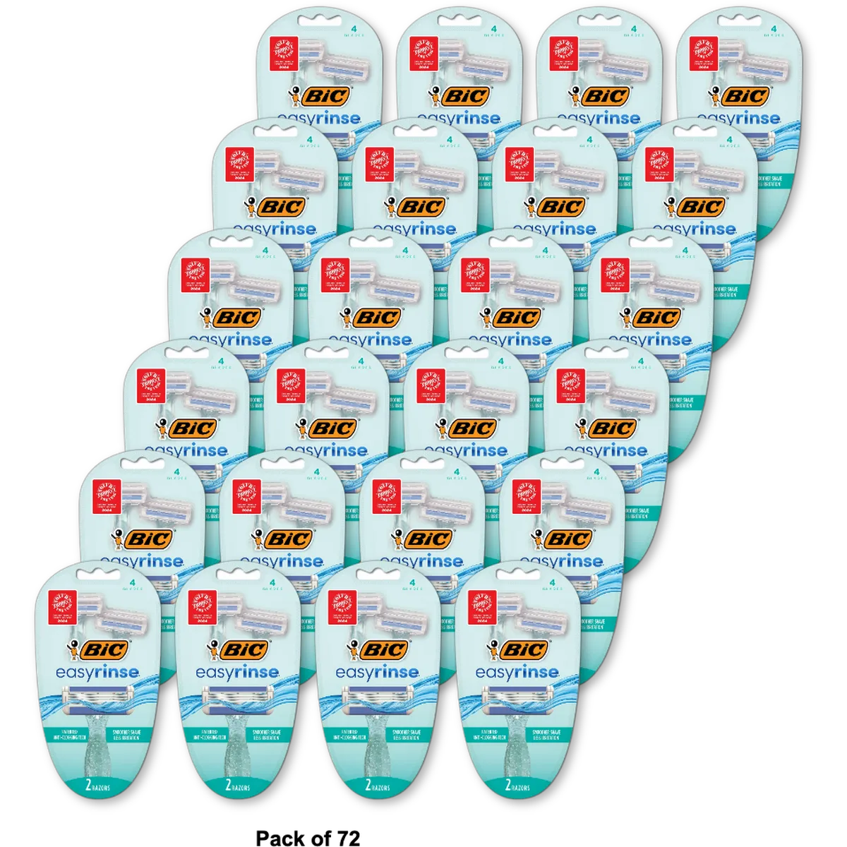 BIC, EasyRinse, Women's Disposable Razors, 2 Razors 1.76oz (Pack of 72)