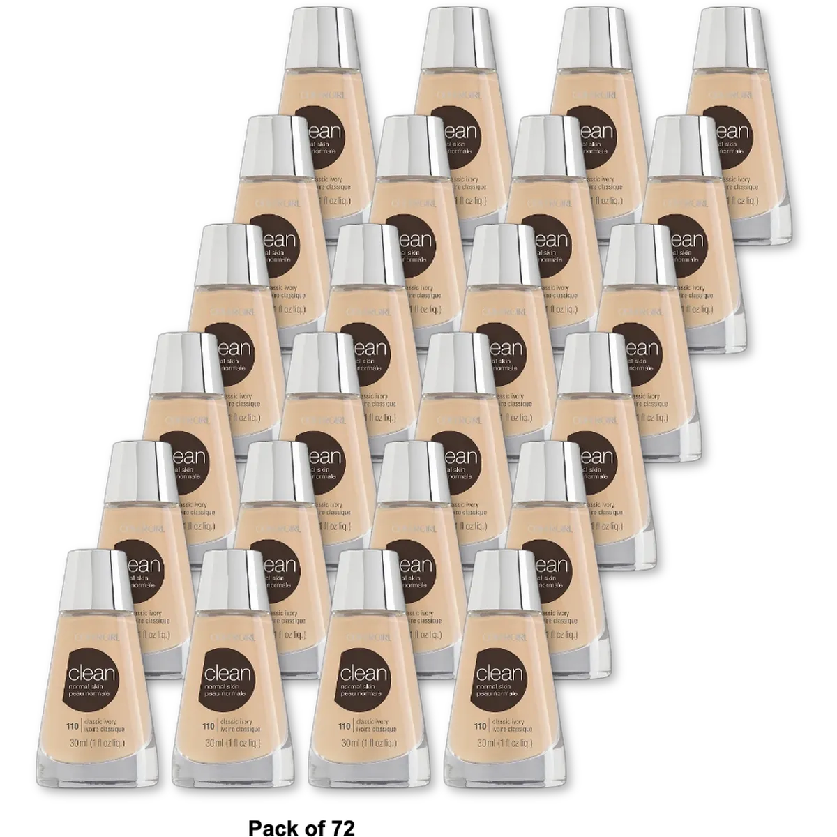 Cover Girl Clean Liquid Makeup Classic Ivory #110 1 fl Oz (Pack of 72)