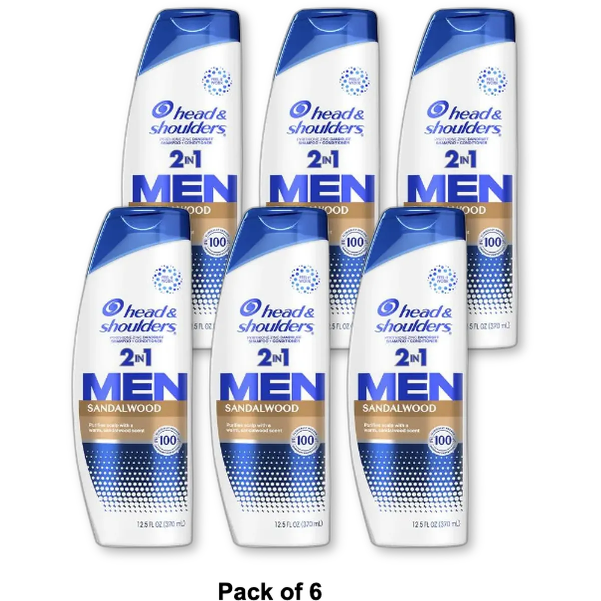 Head & Shoulders 2-in-1 Shampoo 12.5 oz Sandalwood (Pack of 6)