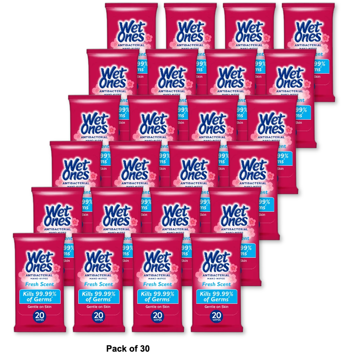 Wet Ones Antibacterial Fresh Scent Hand Wipes 0.23Oz (Pack Of 30)