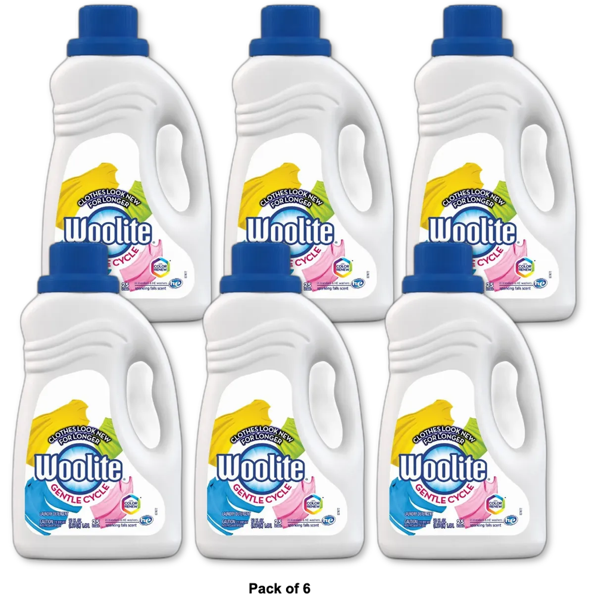 Woolite All Clothes No Harsh Ingredients Everyday Laundry Detergent 50Oz (Pack of 6)