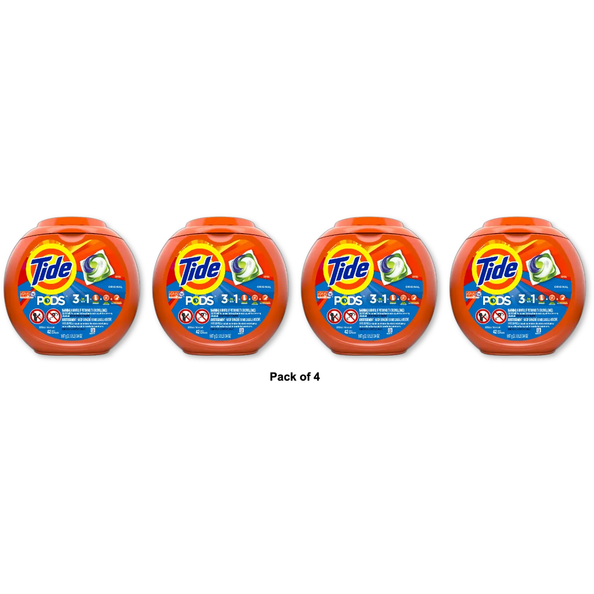 Tide PODS Laundry Detergent Soap Pacs Original 34oz (Pack of 4)