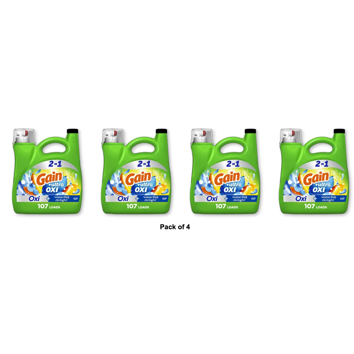 Gain Liquid Detergent Waterfall Delight 107-Loads 154 oz (Pack of 4)