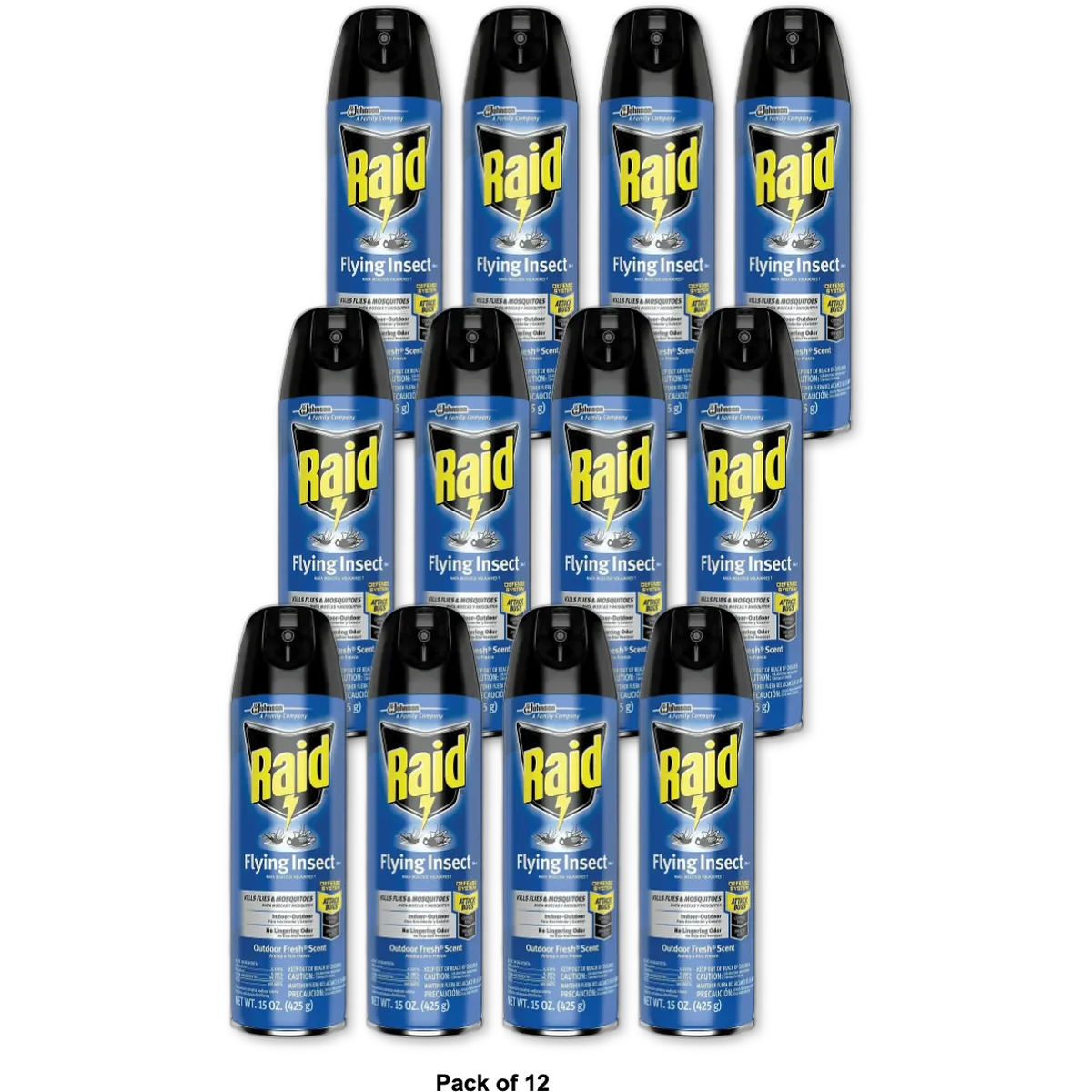 Raid Flying Insect Killer Outdoor Fresh Scent 15Oz (Pack of 12)