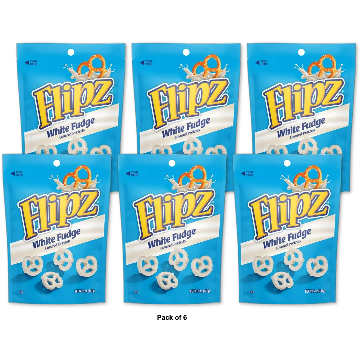 Flipz Pretzels White Fudge Packages 5Oz (Pack of 6)