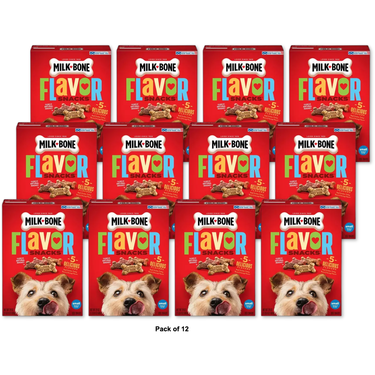 Milk-Bone Flavor Snacks Dog Biscuits Bacon24Oz (Pack of 12)