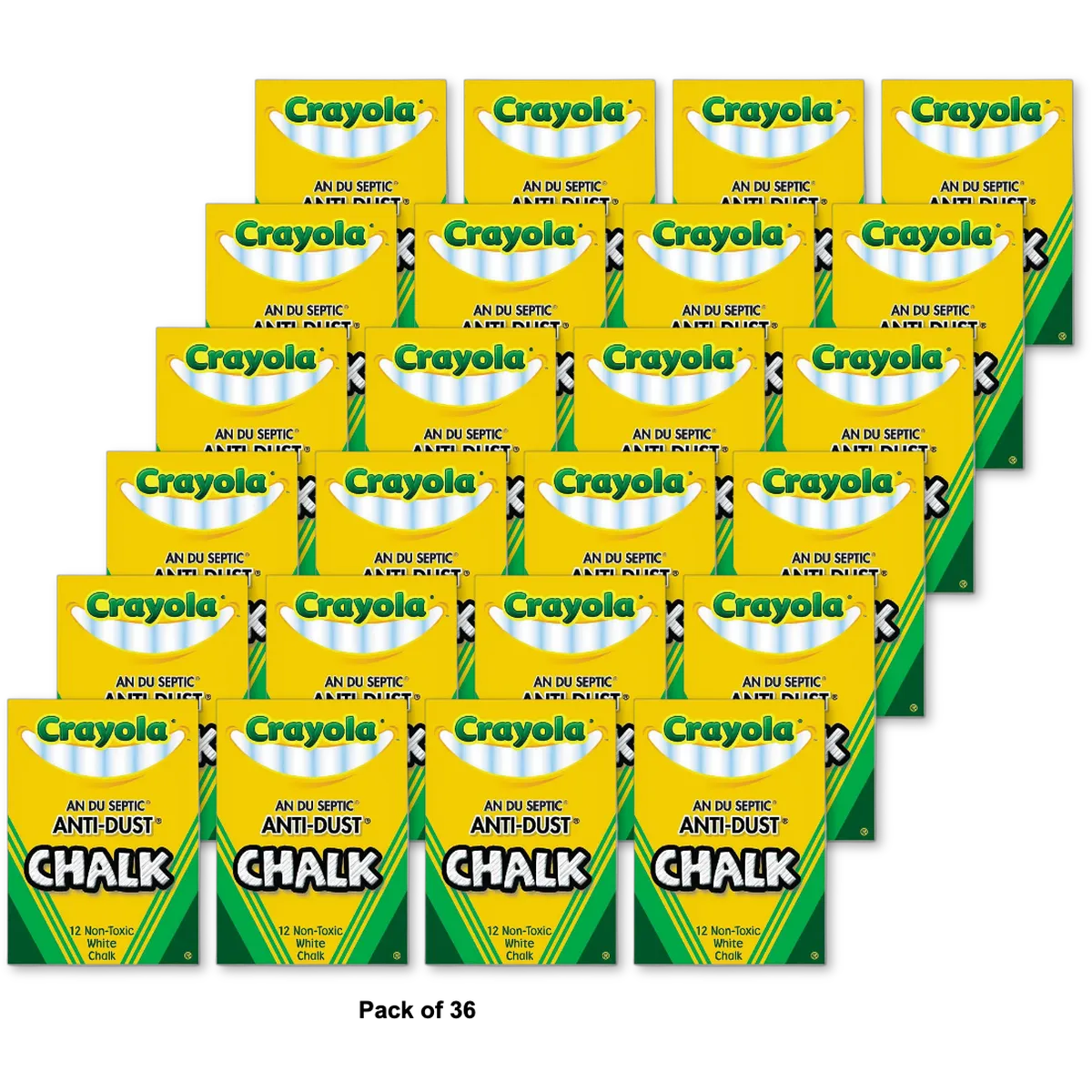 Crayola Nontoxic Chalk Sticks White Color 1.76oz (Pack of 36)