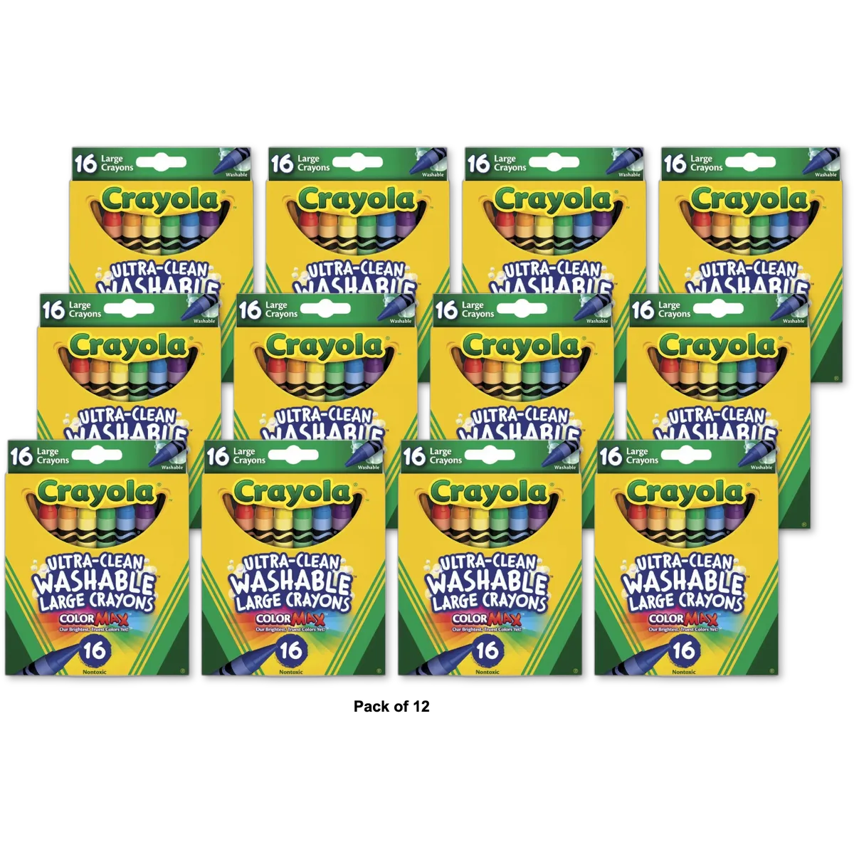 Crayola Ultra Clean Washable Color Max Nontoxic Large Crayons 6.2oz (Pack of 12)