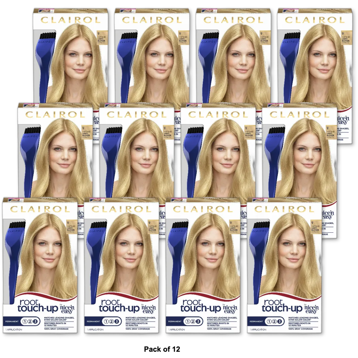 Clairol Nice & Easy Root Touch Up Permanent Hair Color Creme 9 Matches Light Blonde Shades 6.26oz (Pack of 12)