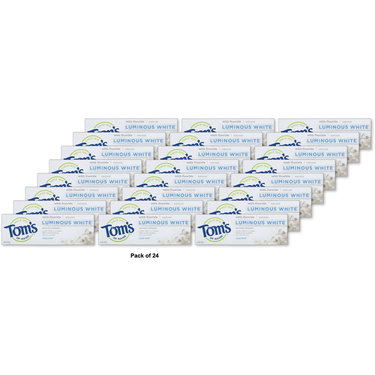 Toms Of Maine Natural Luminous White Clean Mint Toothpaste 4Oz (Pack of 24)