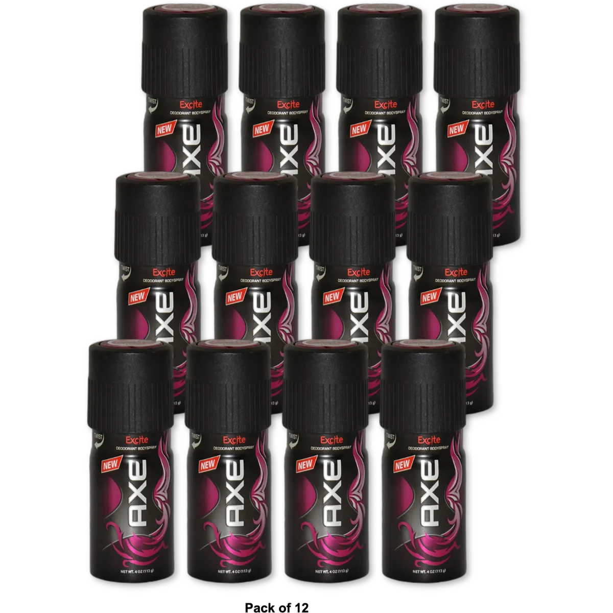 Axe Deodorant Body Spray Excite 4Oz (Pack of 12)