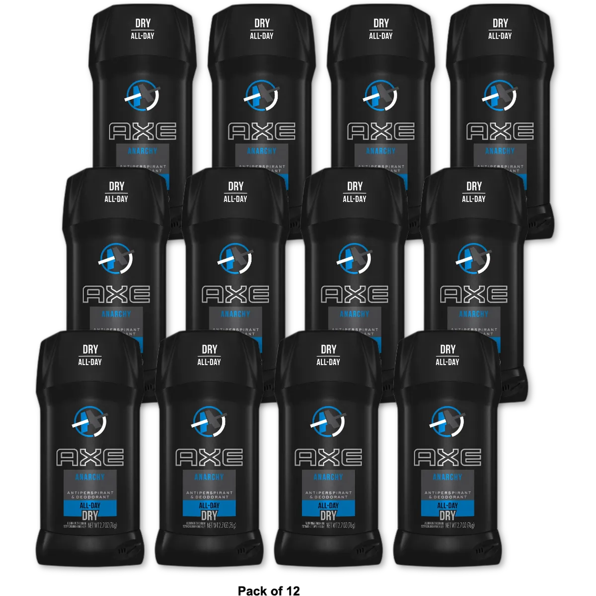 Axe Dry Antiperspirant And Deodorant Invisible Solid Anarchy 2.7Oz (Pack of 12)