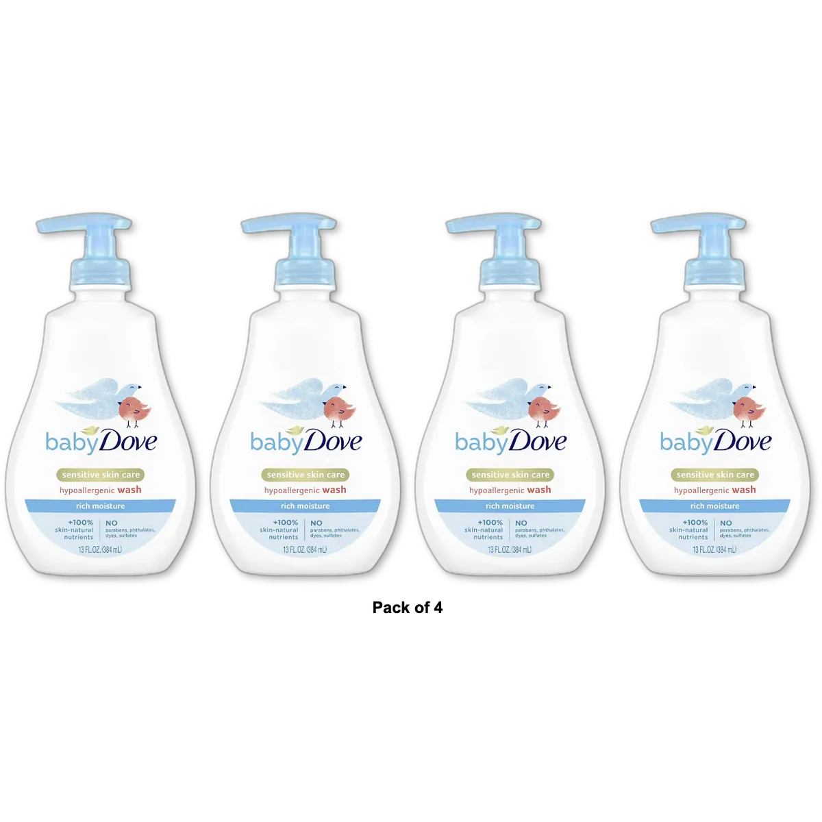 Baby Dove Rich Moisture Hypoallergnic Wash Newborn Sensitive Skin 13Oz (Pack of 4)