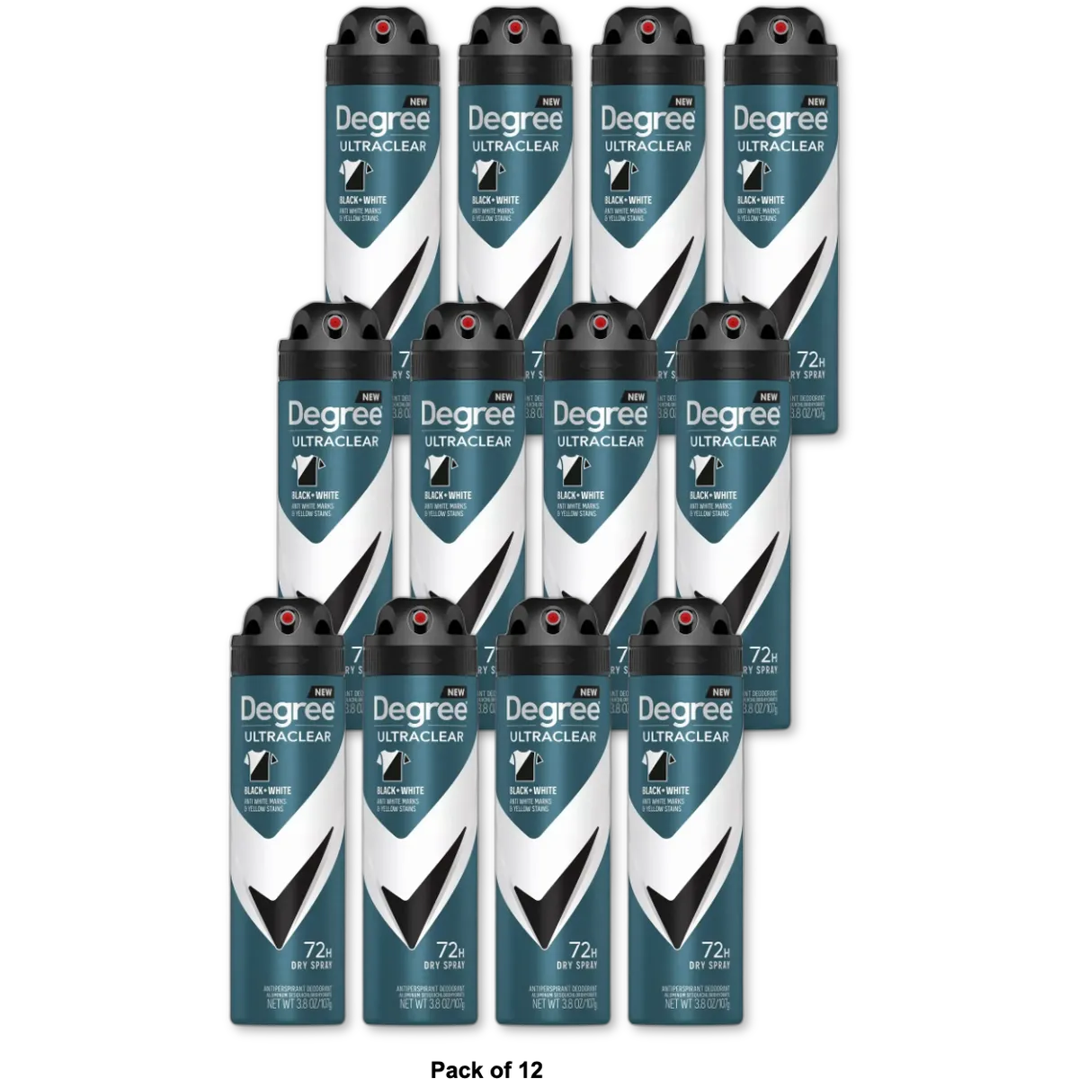 Degree Men UltraClear Black+White Antiperspirant & Deodorant Dry Spray 3.8Oz (Pack of 12)