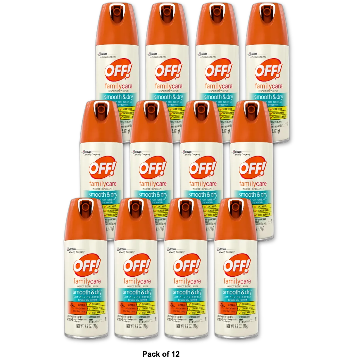 Off Familycare Smooth And Dry Aerosol Insect Repellent 2.5Oz (Pack of 12)
