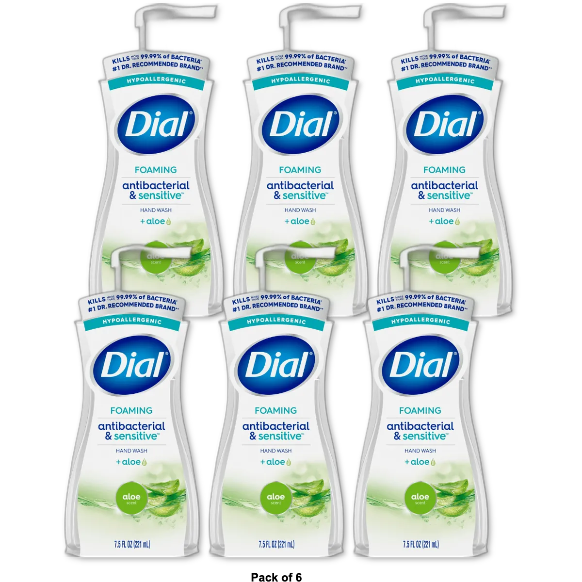 Dial Complete Clean And Gentle Antibacterial Foaming Hand Wash Aloe 1Oz (Pack Of 6)