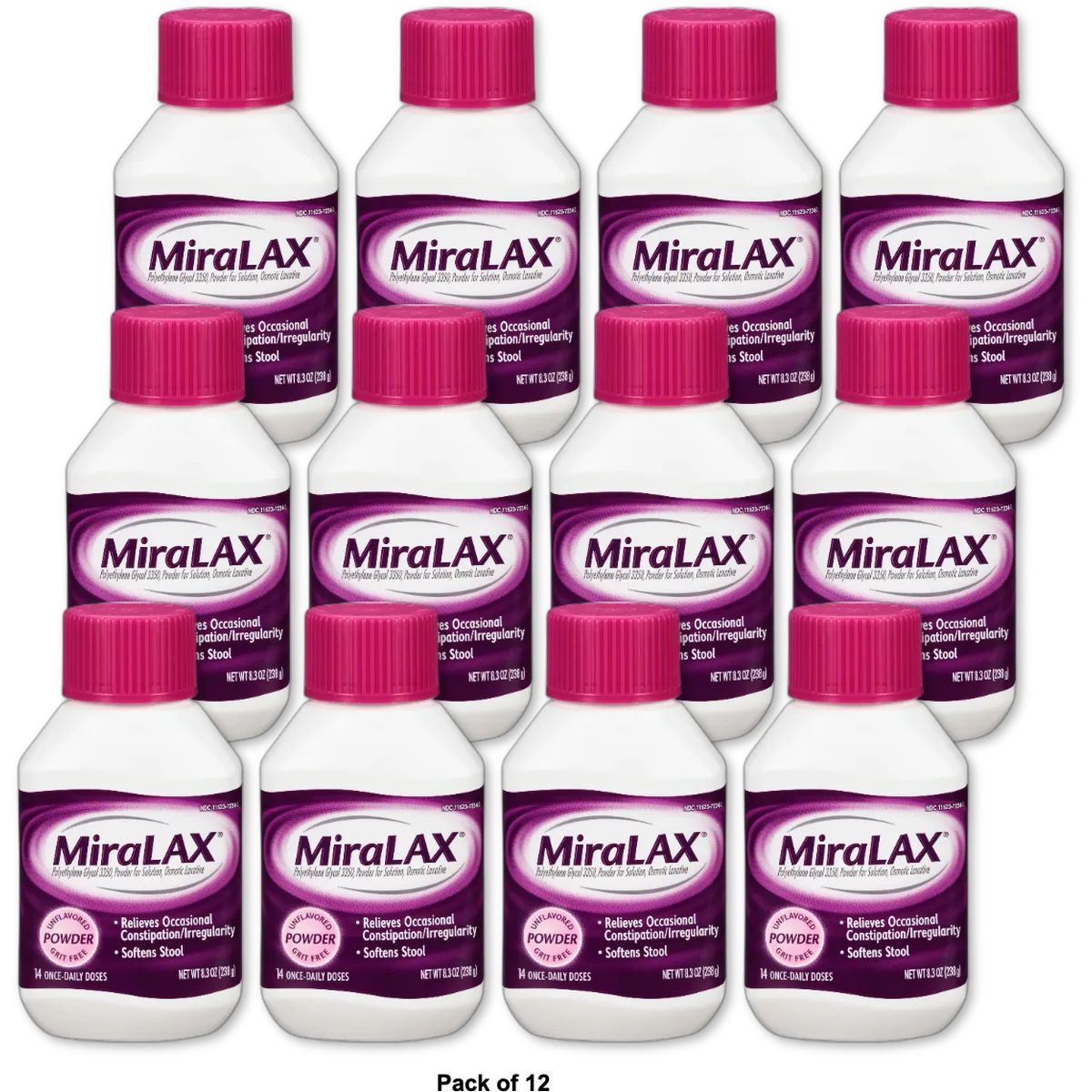 MiraLAX Laxative Powder 8.3 Oz(image may vary) (Pack of 12)