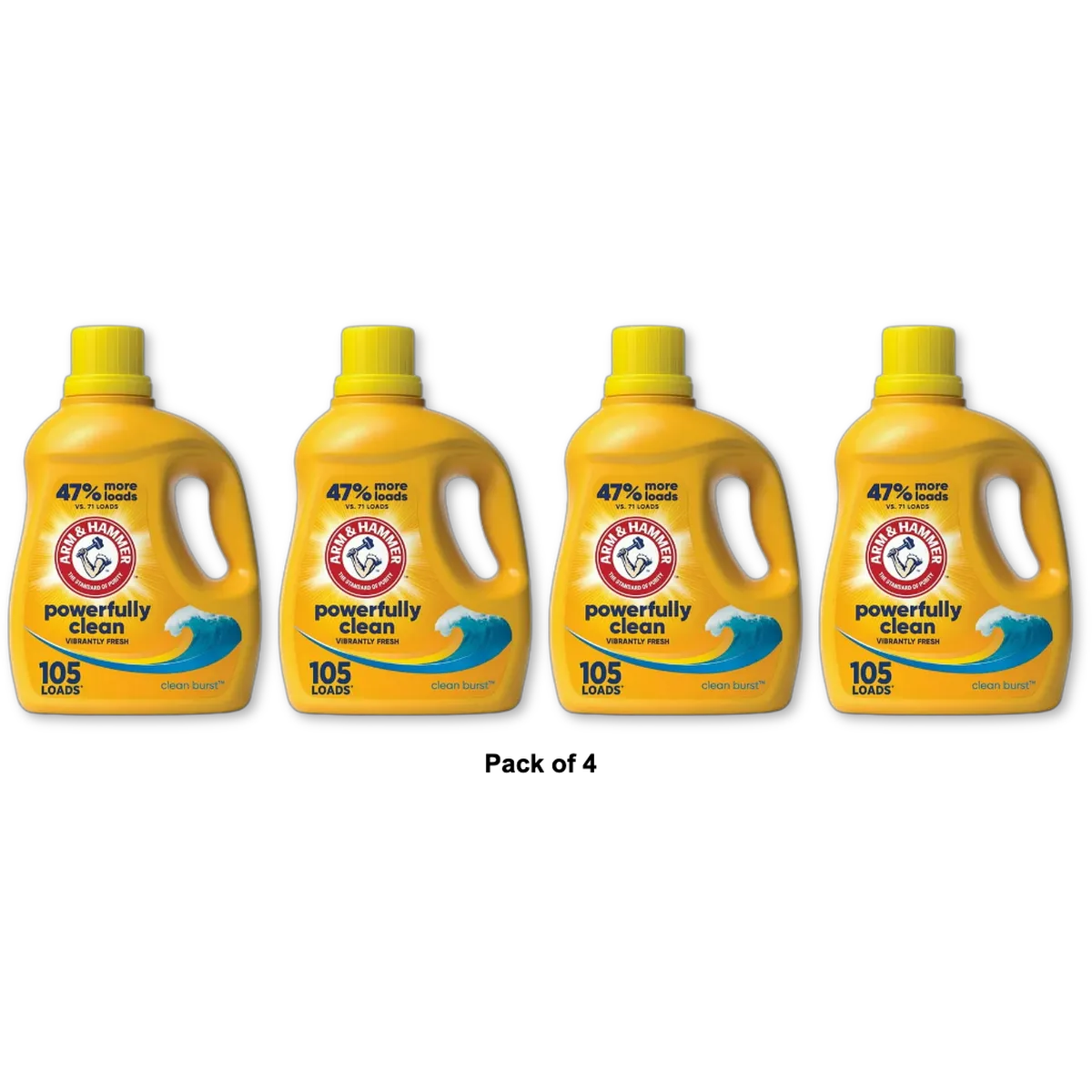 ARM & HAMMER Clean Burst, 105 Loads Liquid Laundry Detergent, 105 fl oz (Pack of 4)