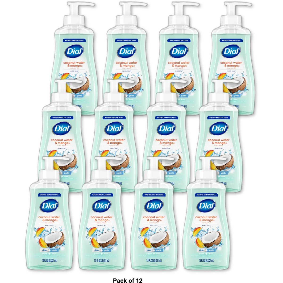 Dial Liquid Hand Soap With Ultra-Fresh Coconut Water And Mango 7.5Oz (Pack of 12)