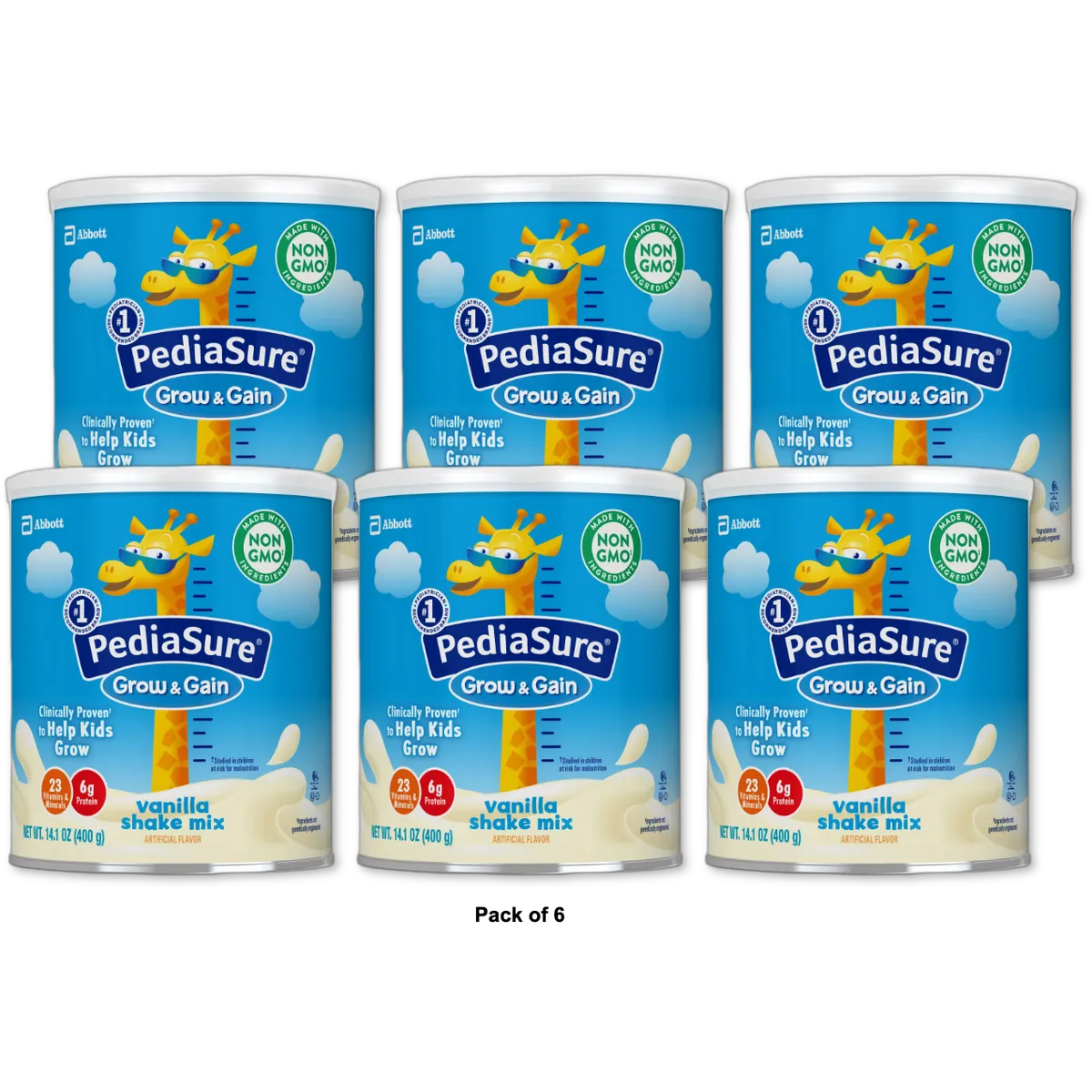 PediaSure Grow & Gain Shake Mix Vanilla 14.1 oz (Pack of 6)