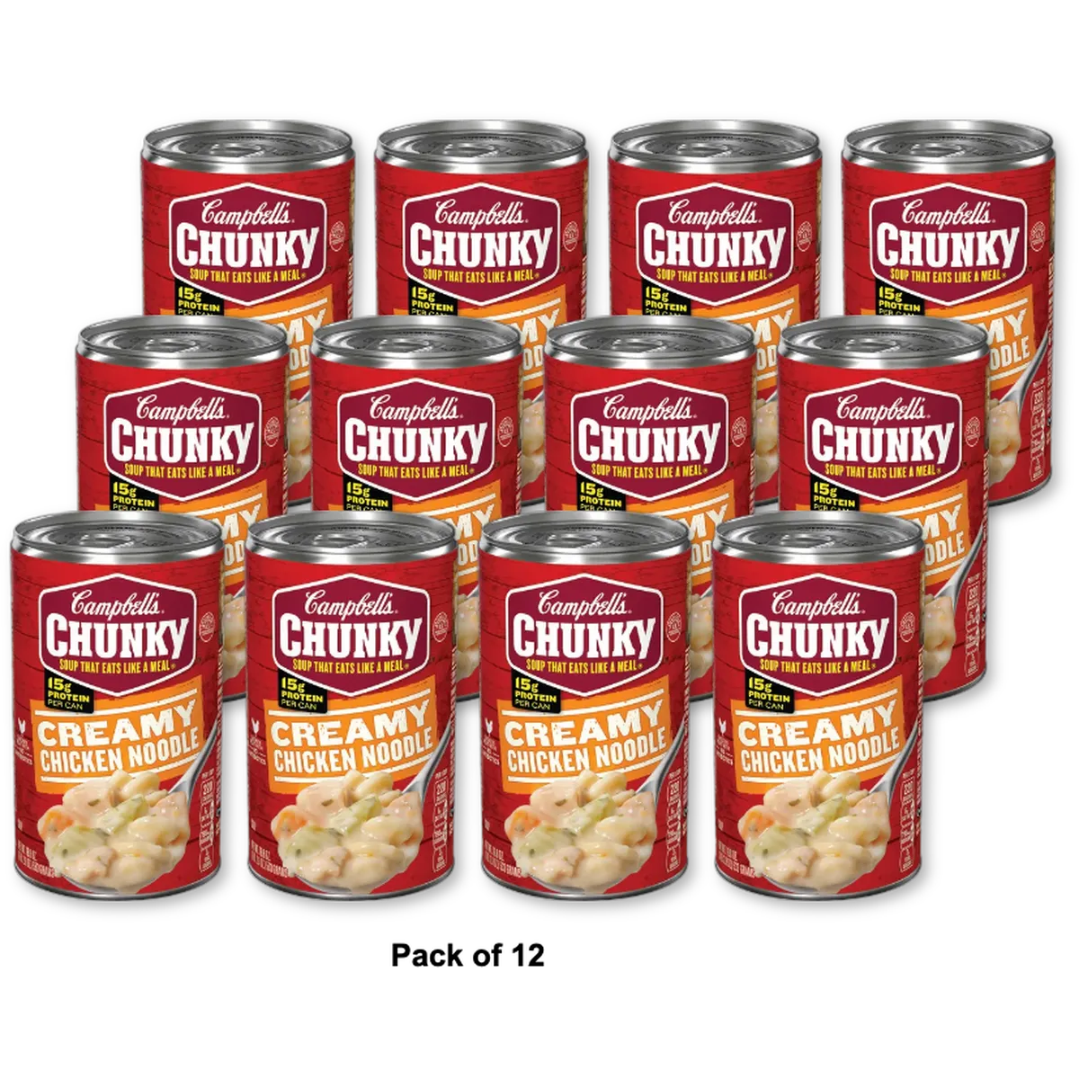 Campbell's Chunky Soup, Ready to Serve Creamy Chicken Noodle Soup, 18.8 oz (Pack of 12)