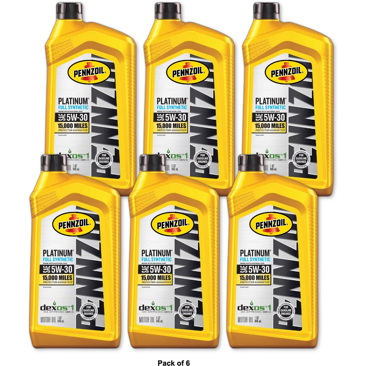 Pennzoil Platinum Full Synthetic Oil 5W-30 1 qt 32oz (Pack of 6)