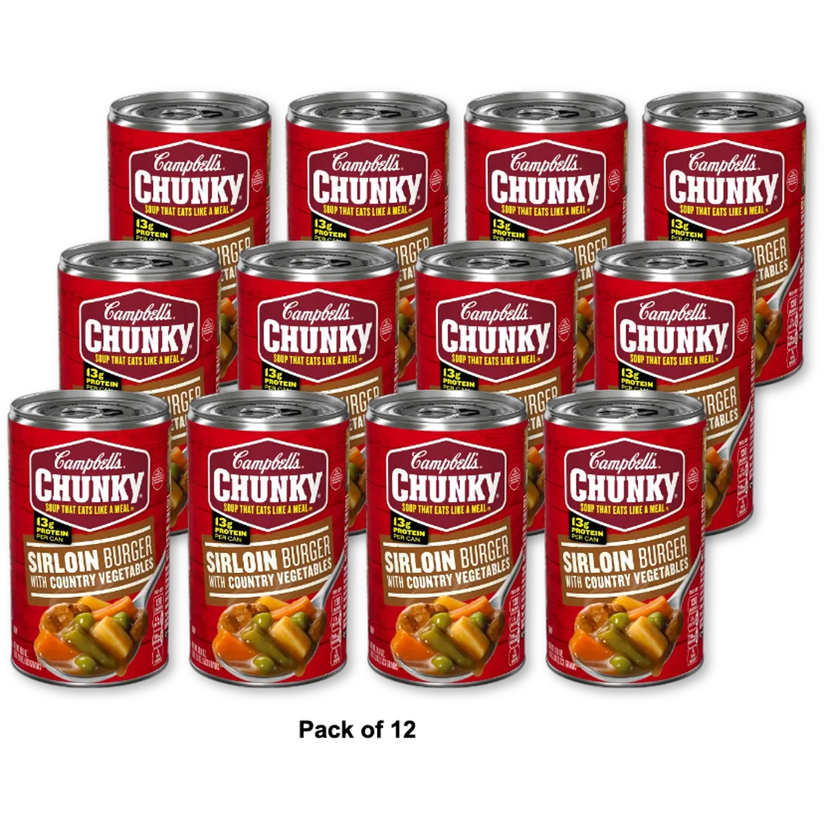 Campbells Chunky Sirloin Burger with Country Vegetables Soup Cup - 18.8 Oz (Pack of 12)