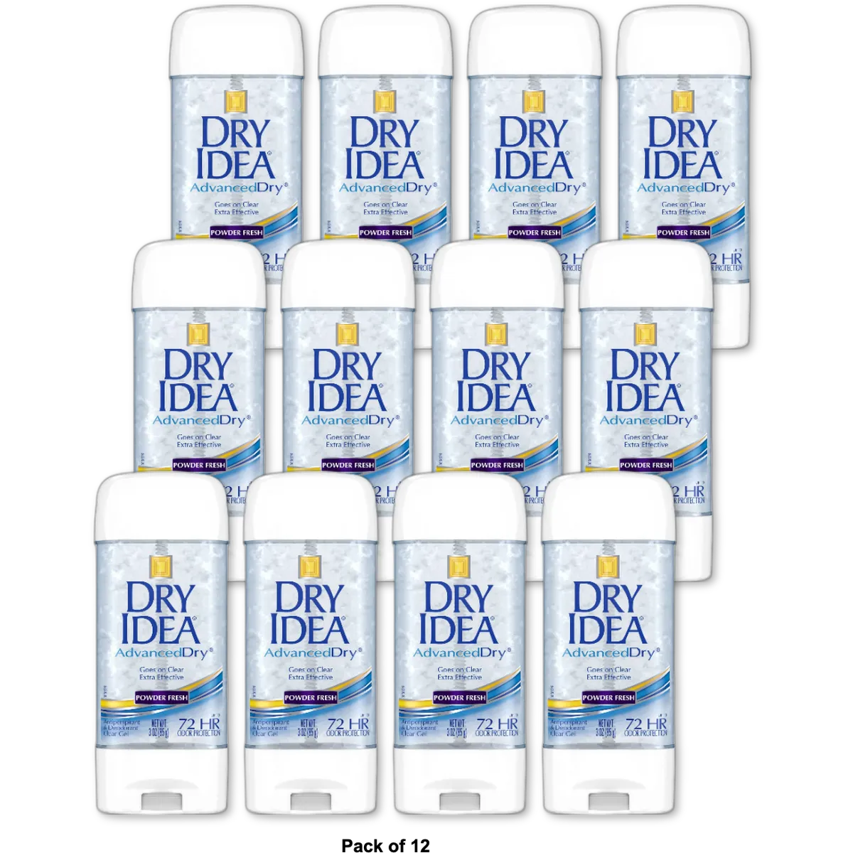 Dry Idea Clear Gel Antiperspirant And Deodorant Powder Fresh 3Oz (Pack of 12)