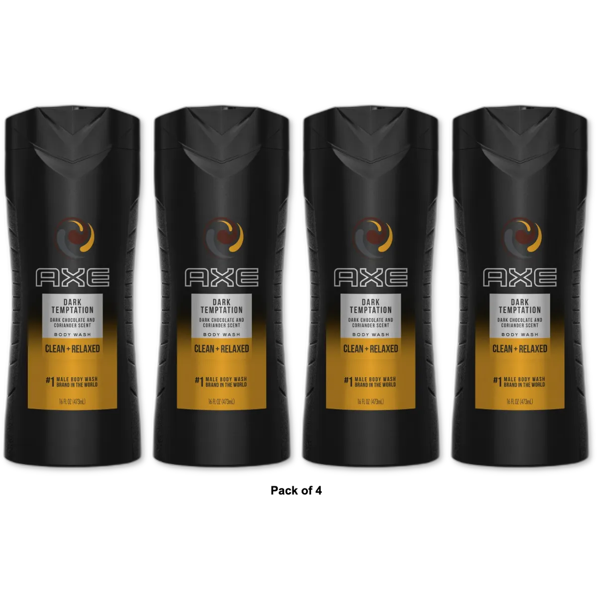 Axe Body Wash Refreshing Fragrances Dark Temptation16Oz. (Pack of 4)
