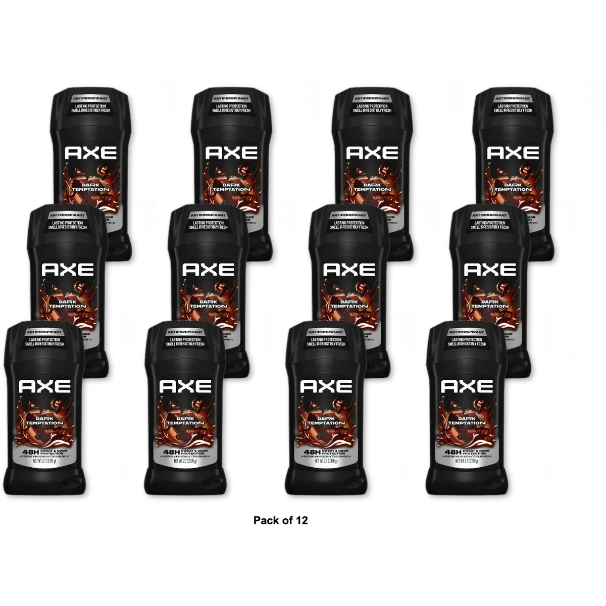 Axe Dry Invisible Solid Anti-Perspirant Deodorant Stick Dark Temptation2.7Oz (Pack of 12)