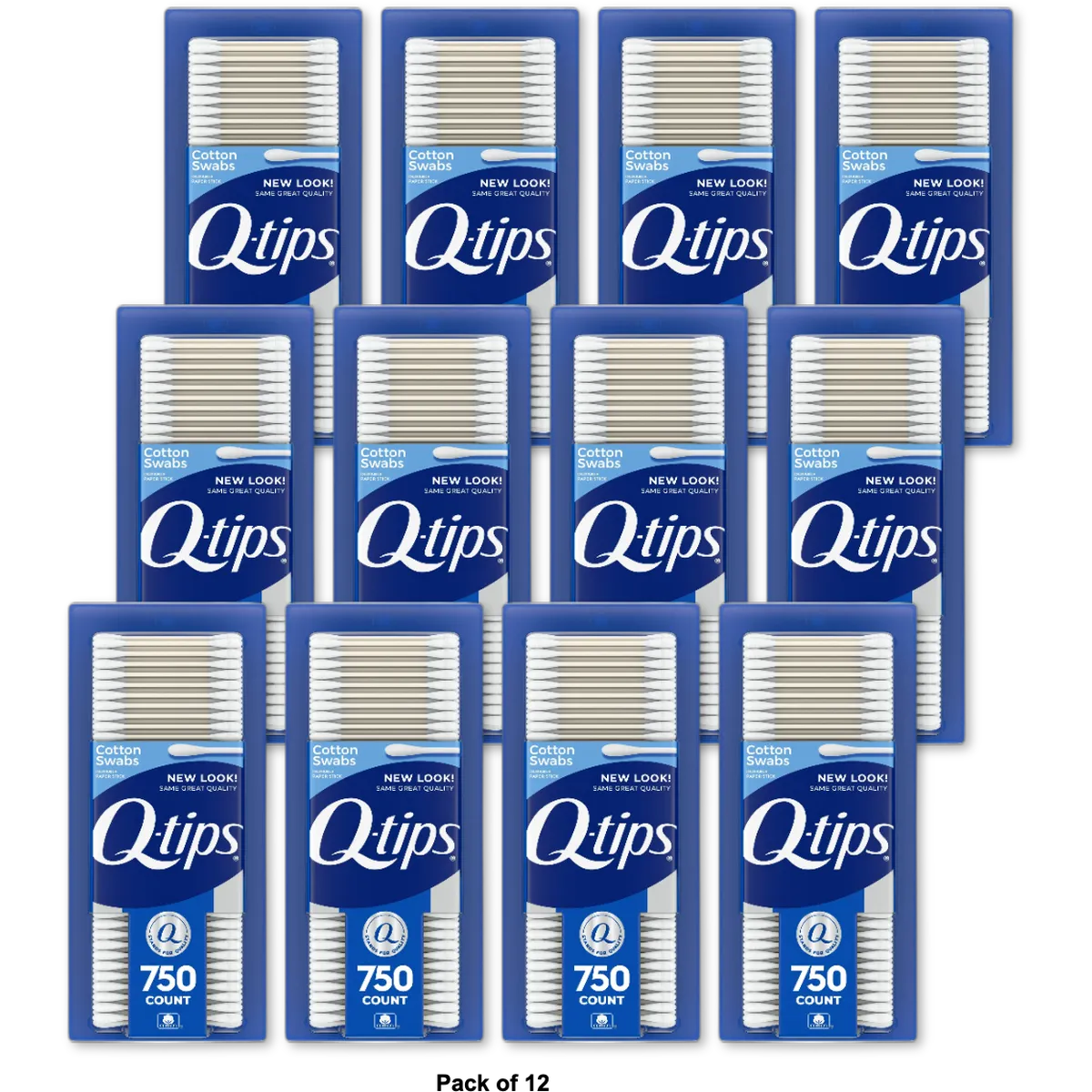 Q-Tips Cotton Swabs 750 Count 12.8oz (Pack of 12)