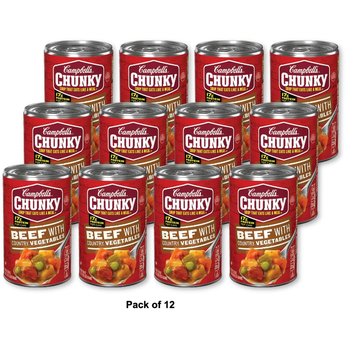 Campbell's Chunky Soup Beef with Country Vegetables 18.8 oz. (Pack of 12)