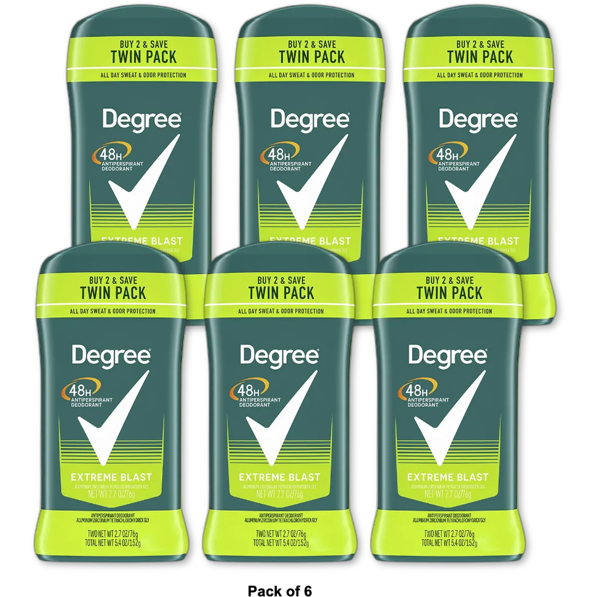 Degree Men Extreme Blast Antiperspirant And Deodorant 2.7Oz (Pack of 6)