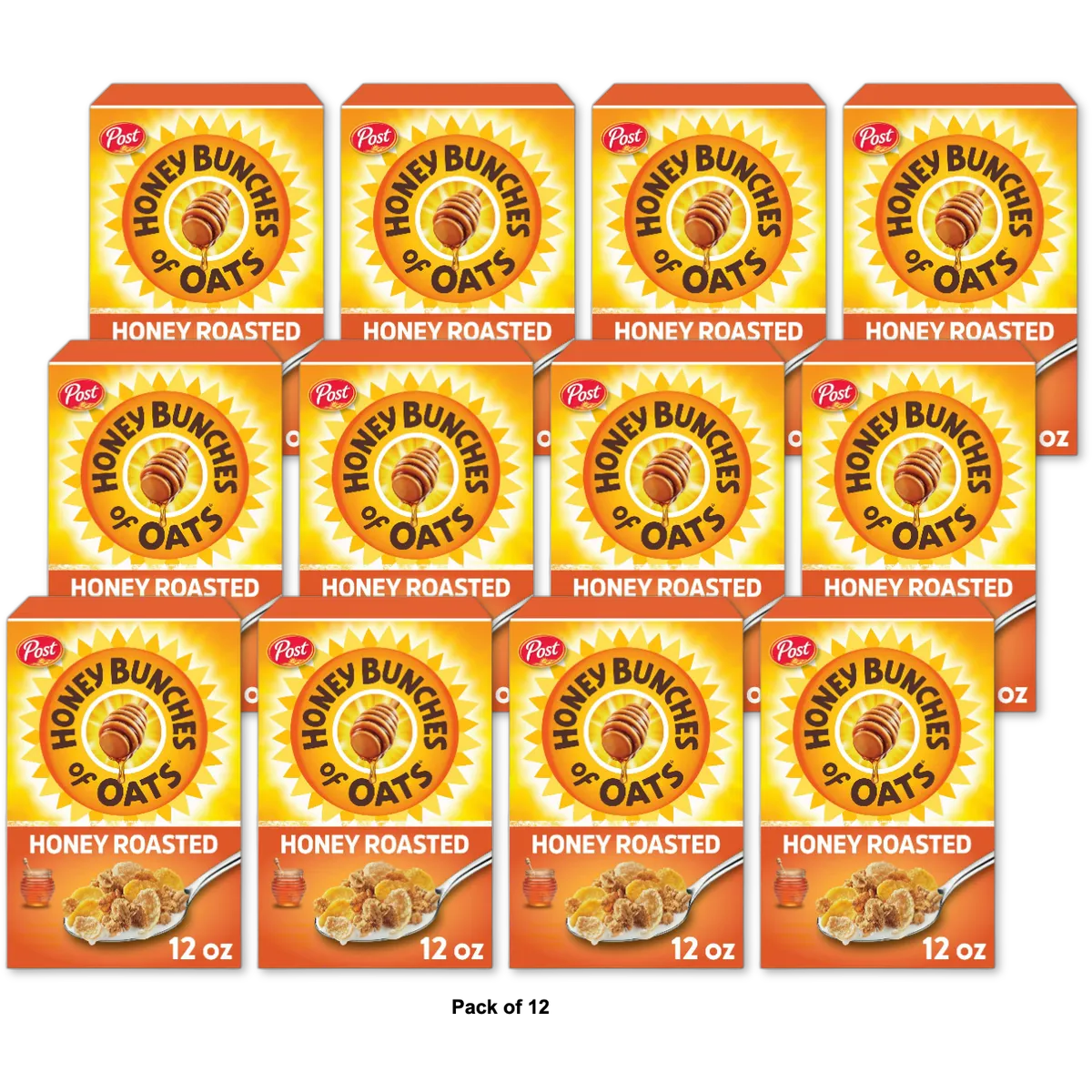 Post Honey Bunches of Oats Honey Roasted 12 oz (Pack of 12)