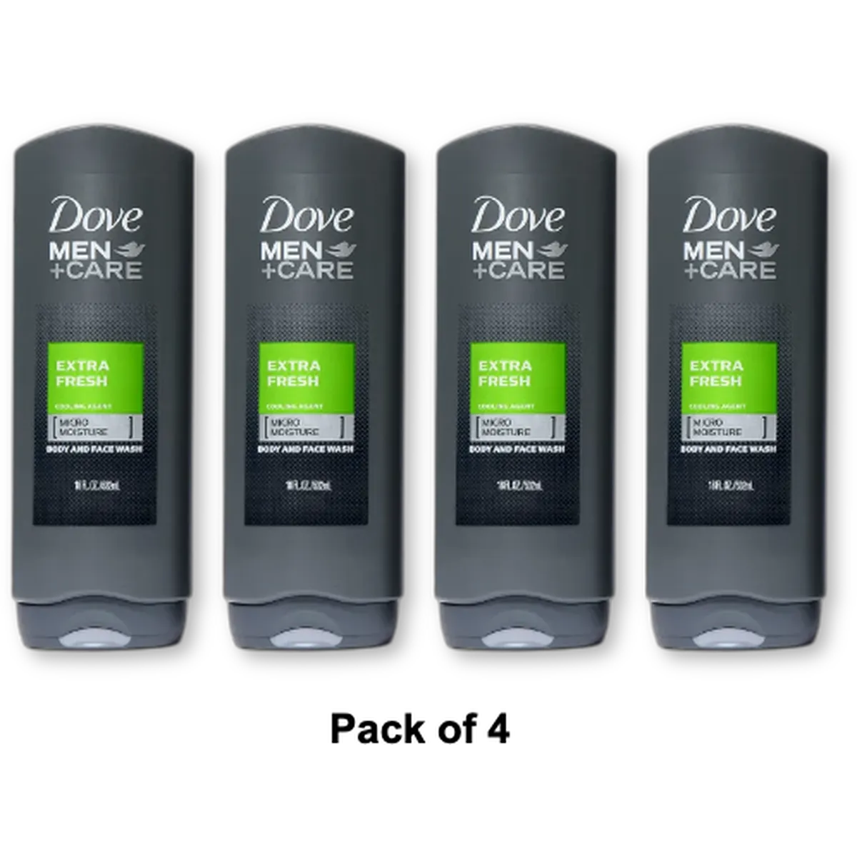 Dove Men Extra Fresh Body Wash 18Oz (Pack of 4)