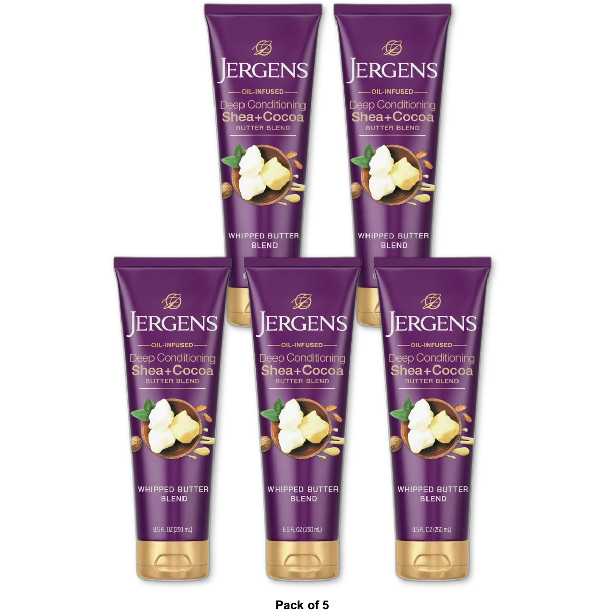 Jergens Deep Conditioning Lotion Shea + Cocoa Whipped Body Butter Vitamin E Dry Skin 8.5 oz (Pack of 5)