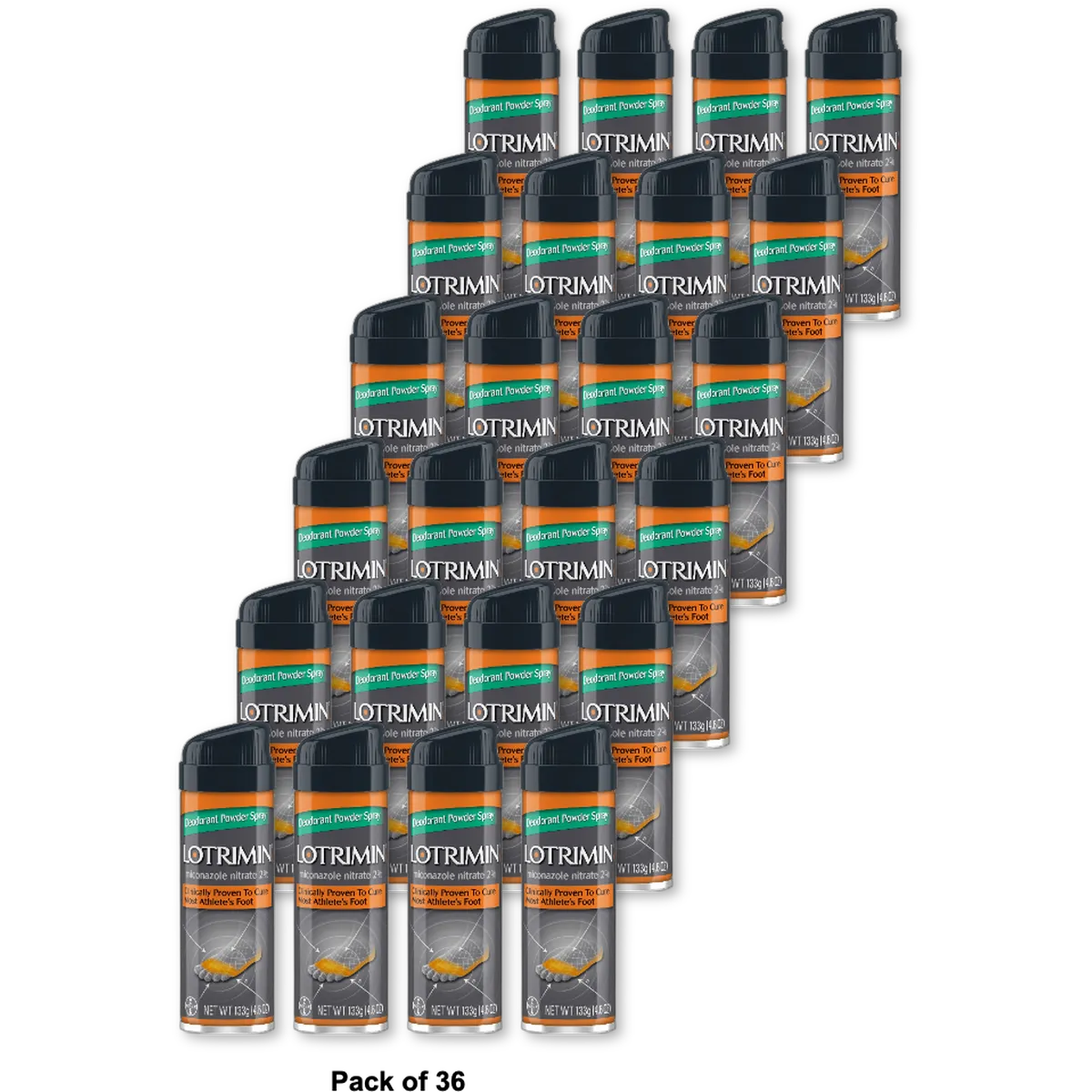 Lotrimin Antifungal Deodorant Powder Aerosol Spray - 4.6 Oz (Pack of 36)