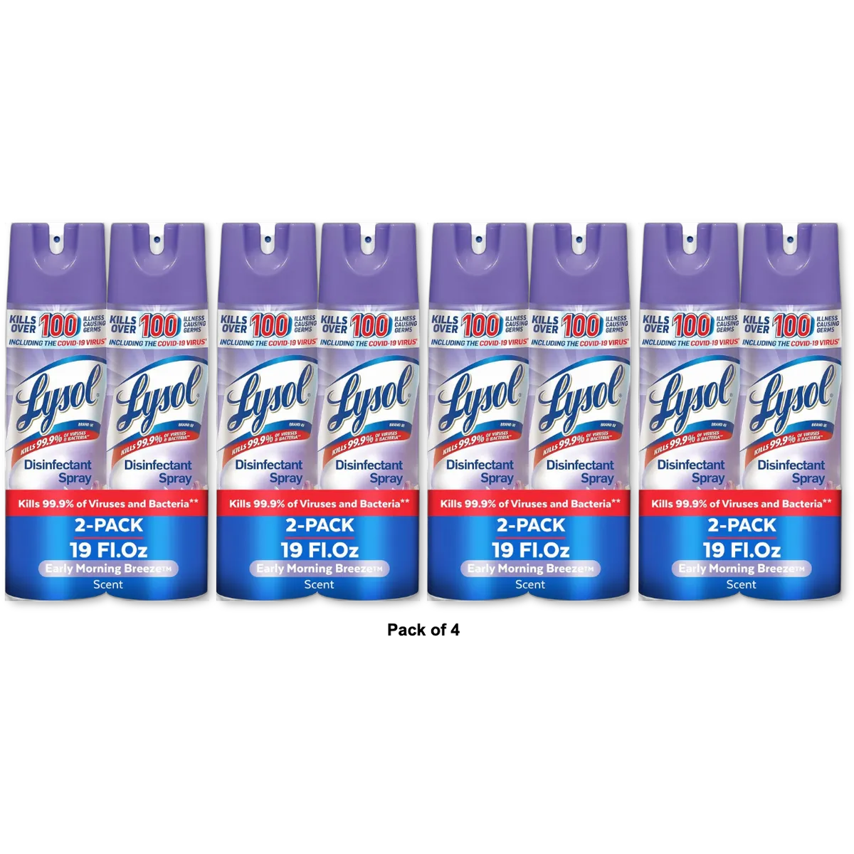 Lysol Air Sanitizer Spray - Early morning Breeze 2 pack 19oz (Pack of 4)