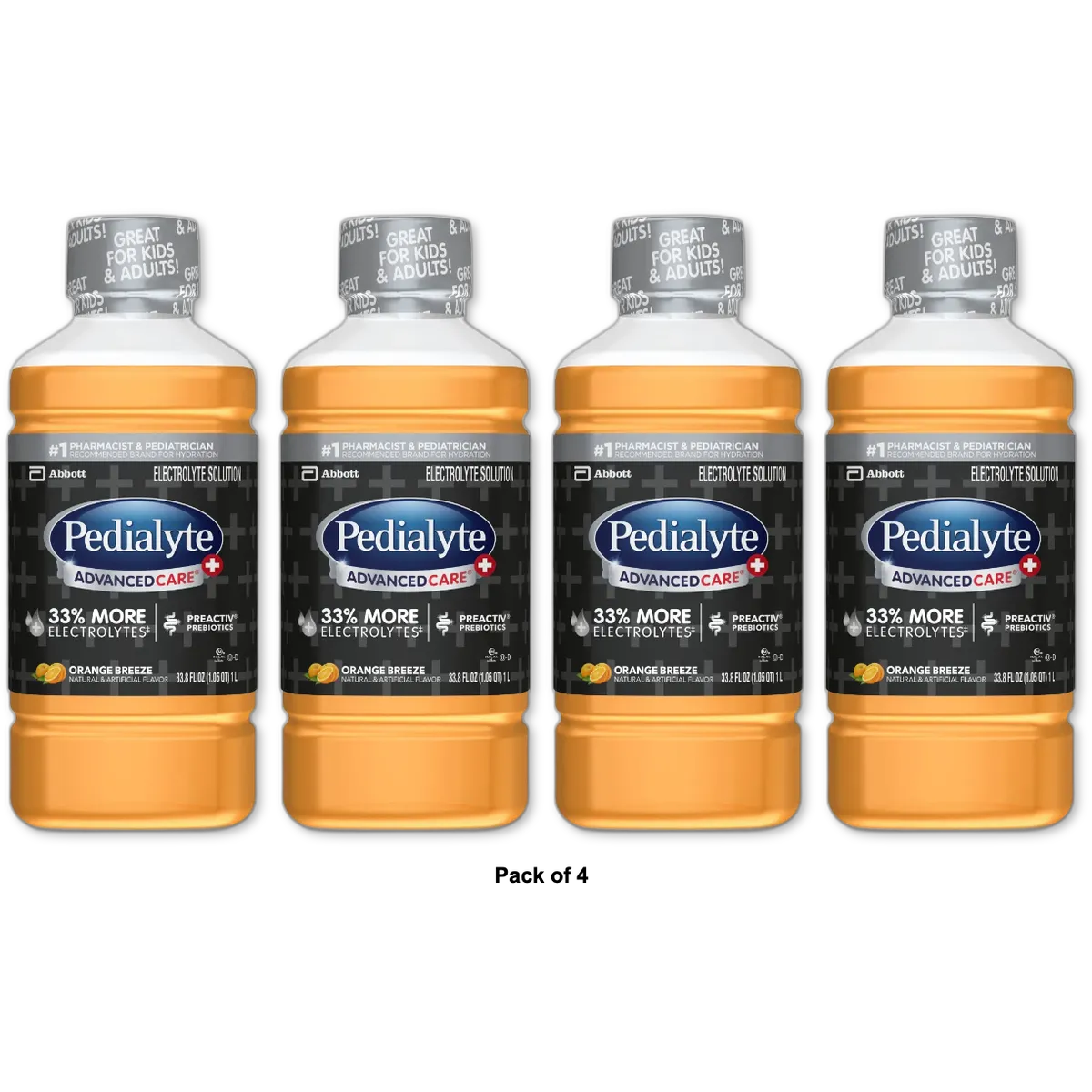 Pedialyte Advanced Care Plus Electrolyte Drinks - Orange - 33.8 fl oz (Pack of 4)
