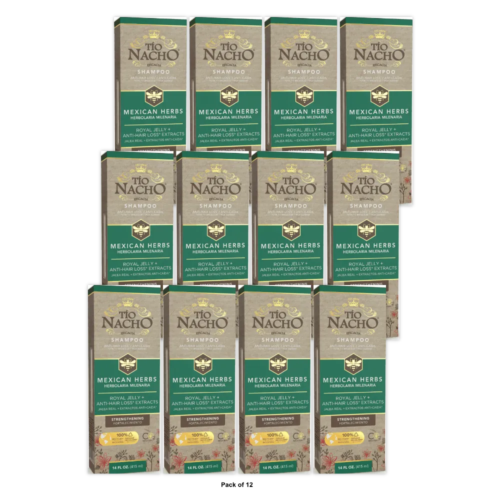 Tio Nacho Mexican Herbs Hair Strengthening Shampoo Royal Jelly 14Oz (Pack of 12)