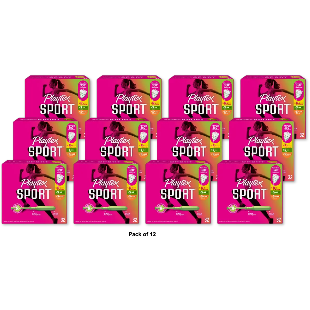 Playtex Super Plus Sport Tampons Regular Super Plus 32 Count 8.11oz (Pack of 12)