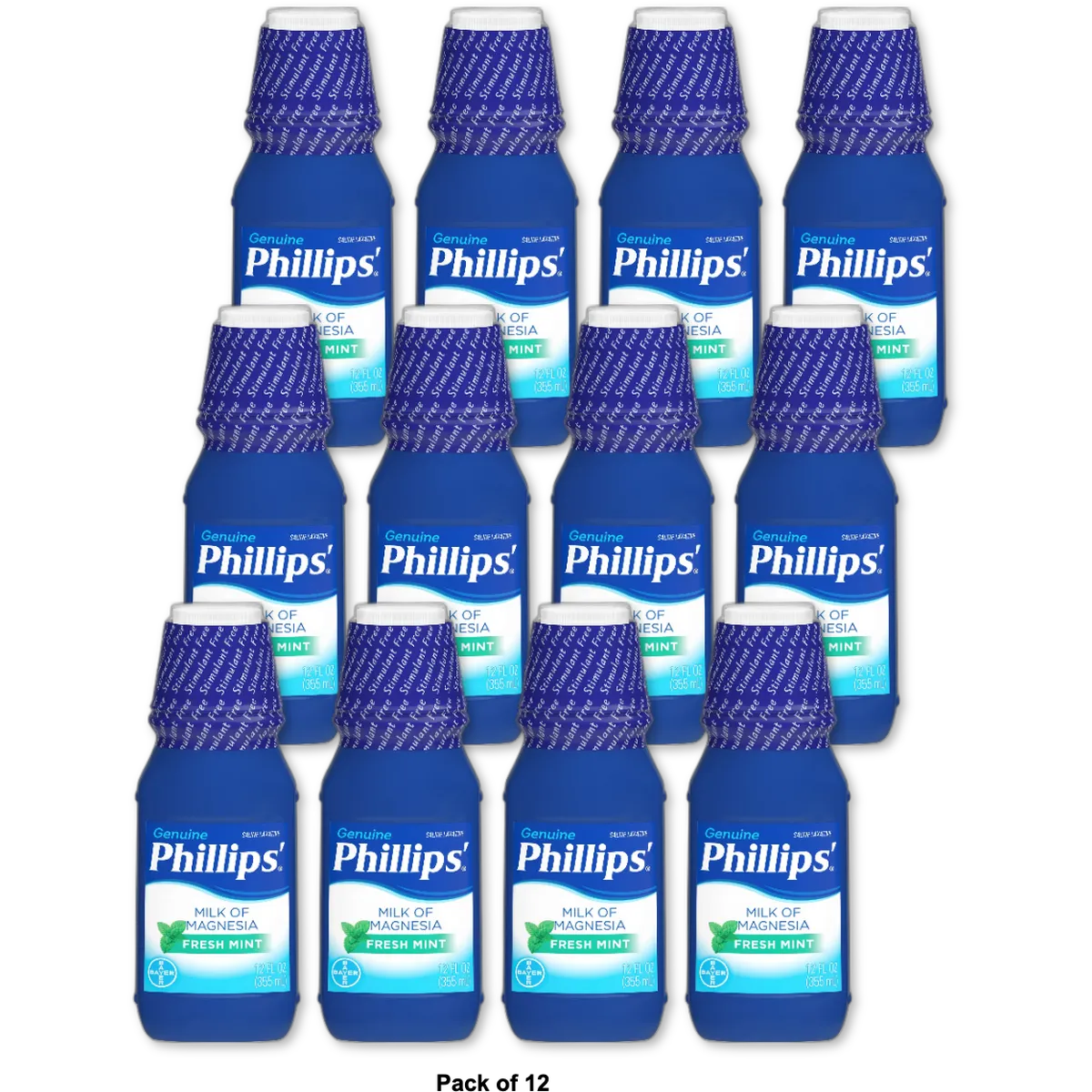 Phillips Laxative Liquid Milk Of Magnesia Mint 12oz Bt by Bayer Consumer Products -Part no. 305 (Pack of 12)