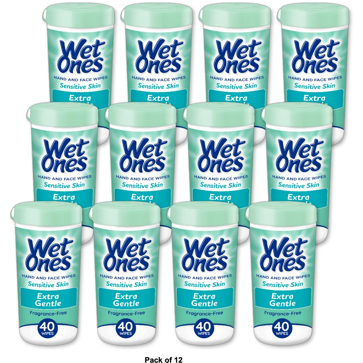 Wet Ones Sensitive Skin Extra Gentle Hand Wipes Hypoallergenic 0.64Oz (Pack Of 12)