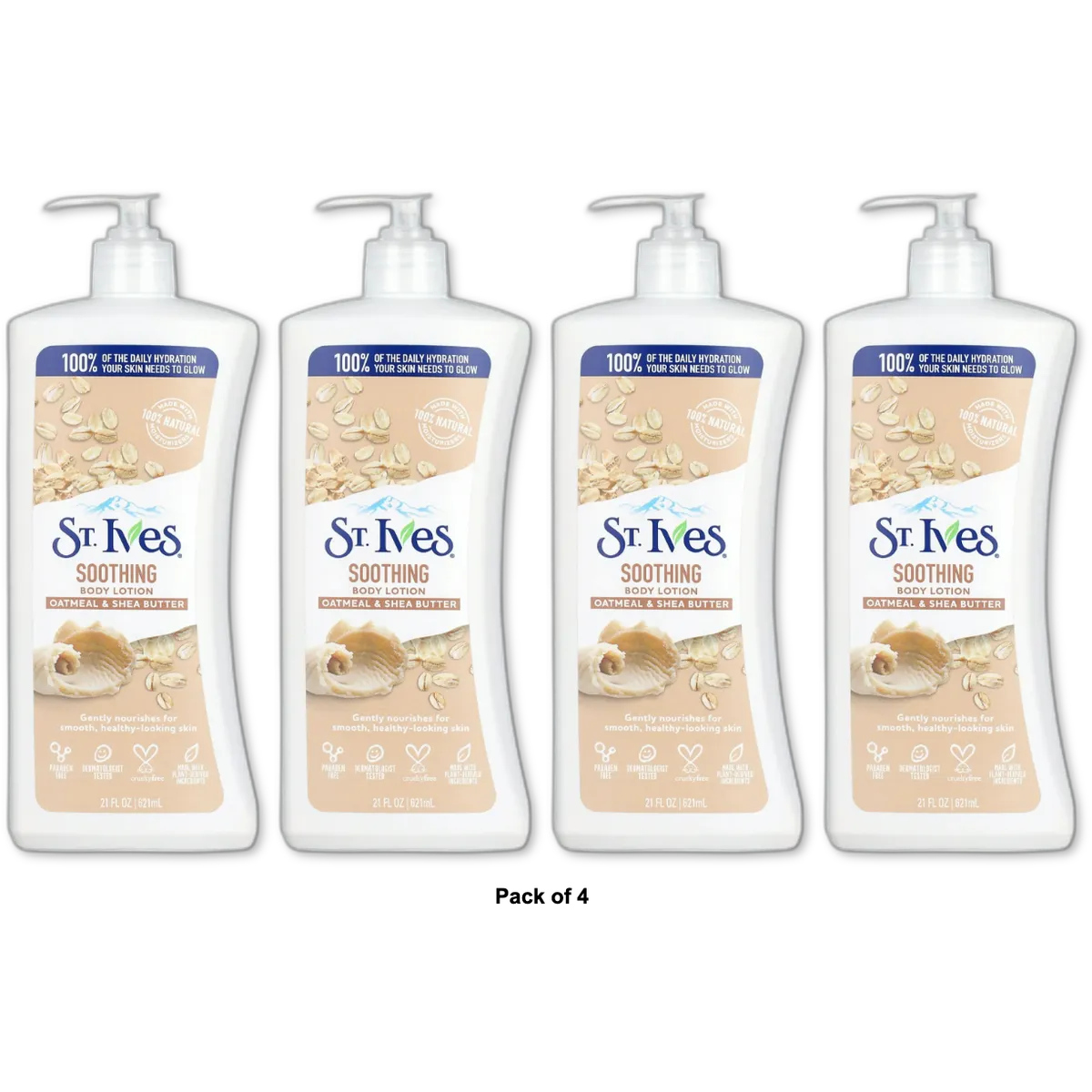 St. Ives Soothing Hand & Body Lotion Oatmeal & Shea Butter 21Oz (Pack of 4)